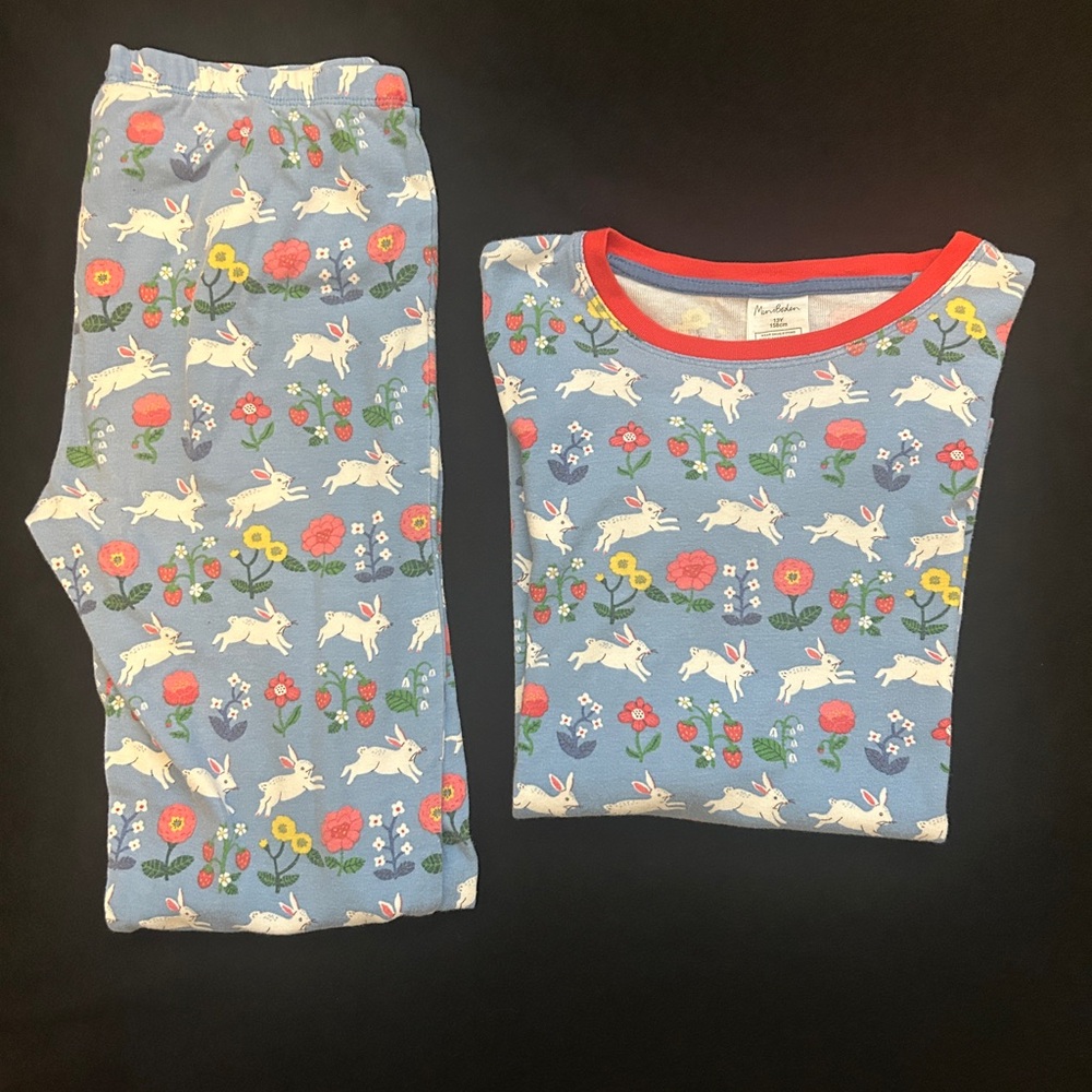 Girls Mini Boden Rabbit Slumber Pajamas 13Y